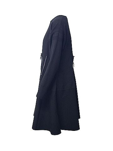 Alexander McQueen Alexander McQueen Pintuck Zip Dress in Black Wool (view 2)