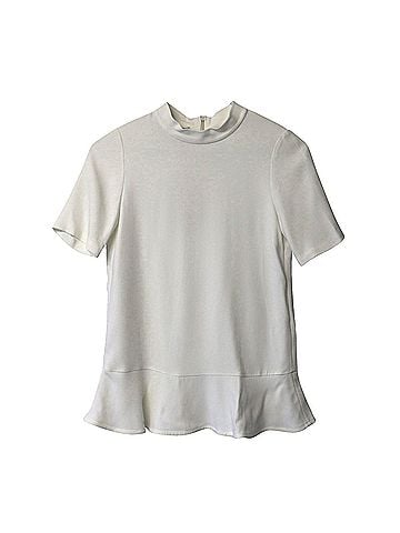 Stella McCartney Stella McCartney Mock Neck Peplum Blouse in White Rayon (view 1)