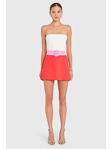 Amanda Uprichard Fae Romper in Ivory Crimson (view 2)