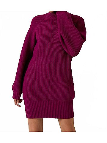 Le Lis Tana Mock Neck Sweater Dress in Magenta (view 2)