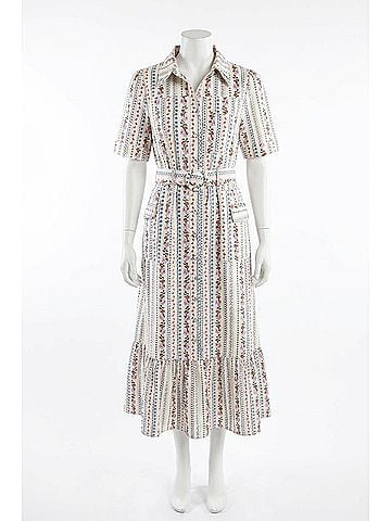 Karlie French Floral Belted Midi Dress in Ivory/Multi (view 1)