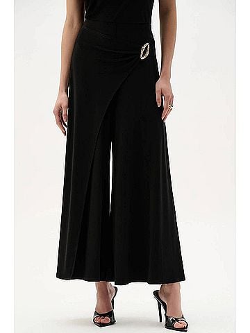 Joseph Ribkoff Buckle Detail Pull-On Culotte Pants in Black (view 2)