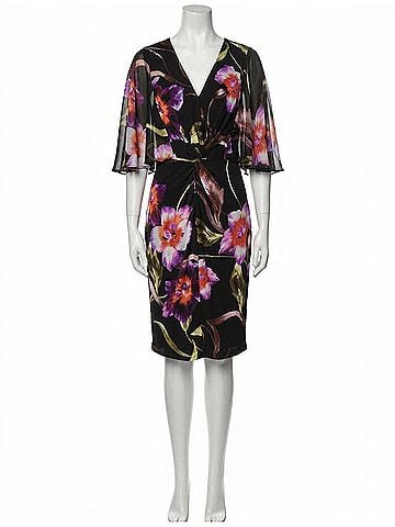 Joseph Ribkoff Elegant Foiled Chiffon Overlay Sheath Dress in Black/Multi (view 1)