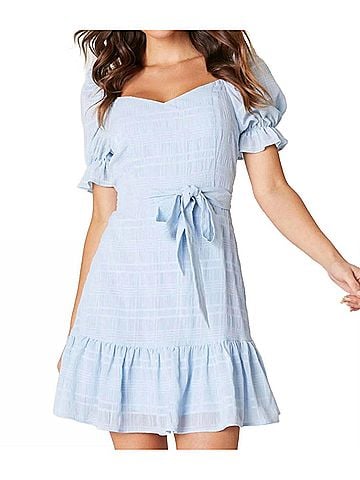 Sugarlips Taya Sweetheart Puff Sleeve Dress in Baby Blue (view 2)