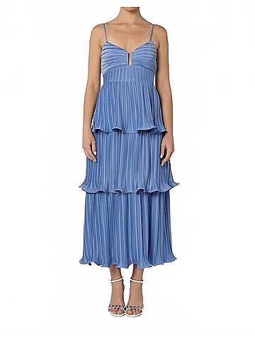 Astr Lupin Tiered Dress in Slate Blue (view 2)