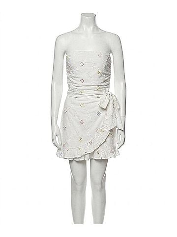 Olivaceous Women's Eyelet Strapless Romper in White (view 1)