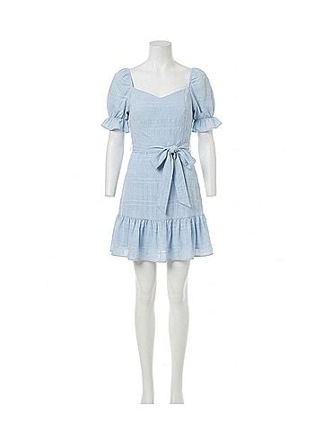 Sugarlips Taya Sweetheart Puff Sleeve Dress in Baby Blue (view 1)