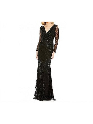Mac Duggal Embellished Lace Mermaid Gown in Black (view 2)
