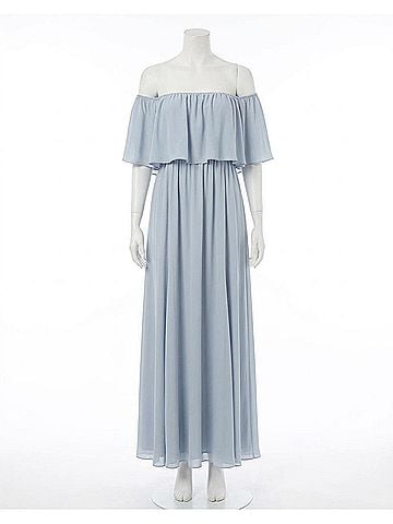 Sugarlips Off-Shoulder Chiffon Dress in Baby Blue (view 1)