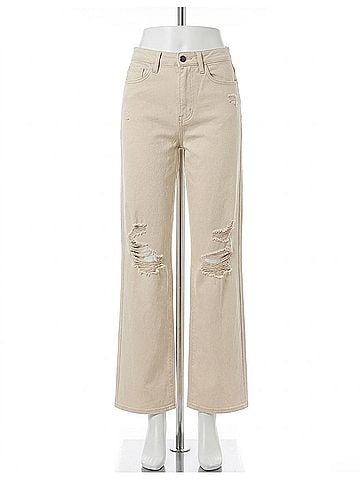 Judy Blue High Waist Garment Dyed Detroy 90's Straight Jeans in Bone (view 1)