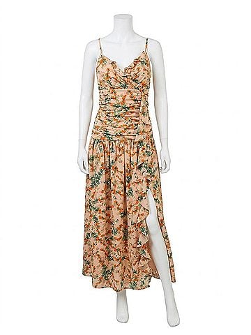 Sugarlips Heida Floral Bristol Ruched Midi Dress in Orange (view 1)