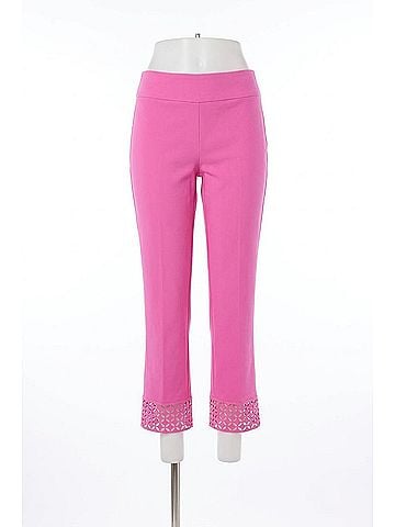 Joseph Ribkoff Lace Hem Pull-On Cropped Pants in Pink Sherbet (view 1)