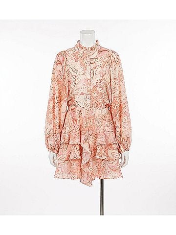 Fate Paisley Printed Mini Dress in Pink (view 1)