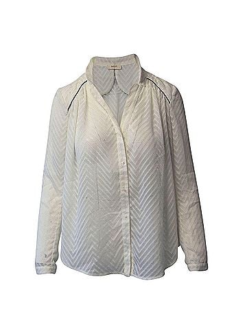 BA&SH Ba&amp;sh Textured Blouse in White Polyester (view 1)