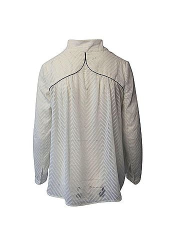 BA&SH Ba&amp;sh Textured Blouse in White Polyester (view 2)