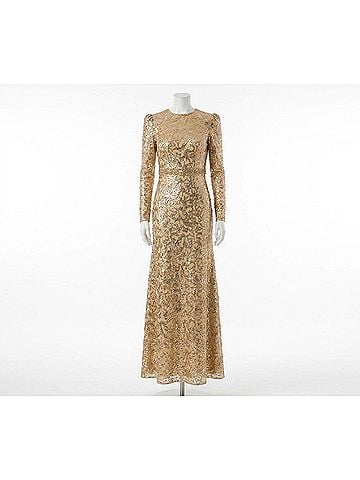 Mac Duggal Goldembellished High Neck Gown in Gold (view 1)
