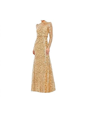 Mac Duggal Goldembellished High Neck Gown in Gold (view 2)