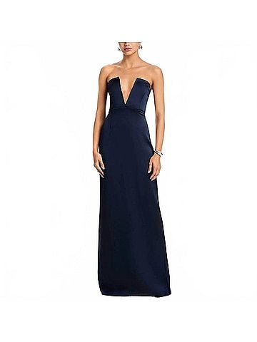 Ramy Brook Women's Raquel V-Neck Strapless Gown in Navy (view 2)