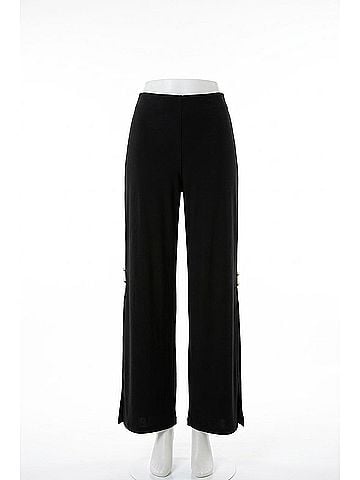 Joseph Ribkoff Pull On Side Slit Wide Leg Pants in Black (view 1)