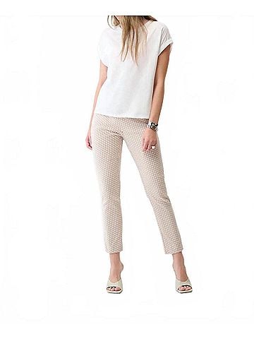 Joseph Ribkoff Geometric Slim Ankle Pants in Beige/Off-White (view 2)