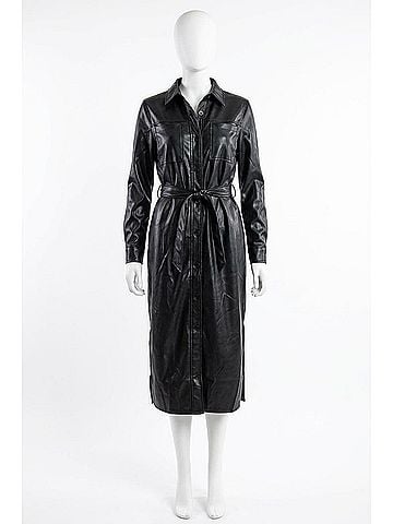 Lucy Paris Gellar Faux Leather Midi Dress in Black (view 1)