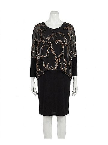 Joseph Ribkoff Sheath Knee-Length Dress in Black/Multi (view 1)