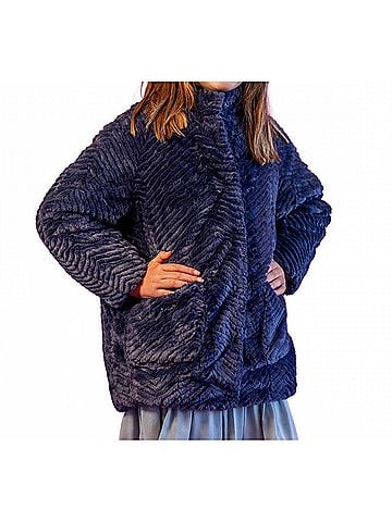 Mayoral Faux Fur Long Sleeve Coat 7 Mo in Navy (view 2)