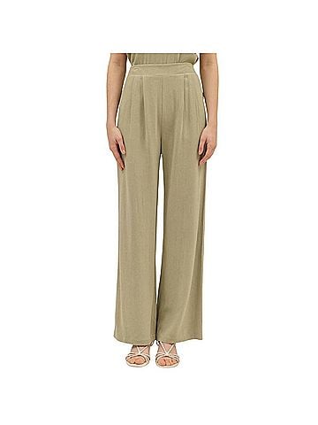 Blu Pepper High Waist Wide Leg Linen Pants in Kiwi (view 2)