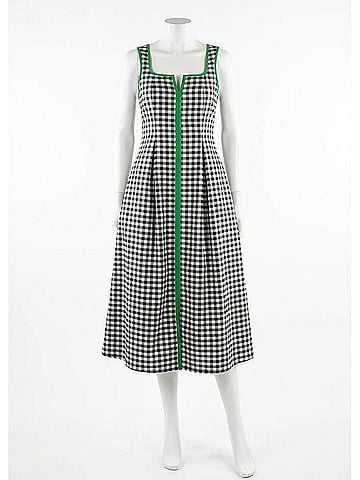 Entro Gingham Sleeveless Midi Dress in Black/Green (view 1)