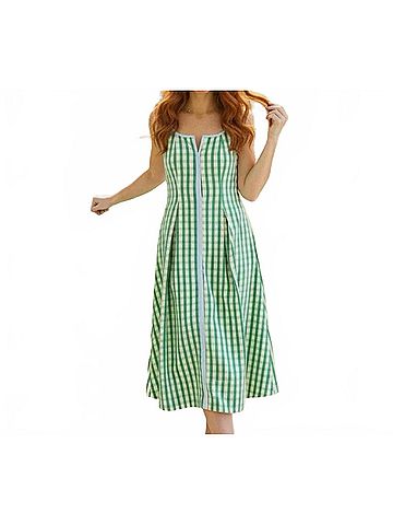 THML The Sage &amp; Sky Gingham Midi Sundress in Green (view 2)