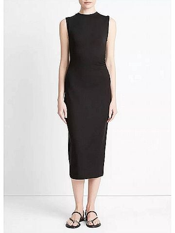 Vince. Sleeveless Waist Gather Dress - Plus in Black (view 2)