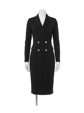 Joseph Ribkoff Silky Knit Double Breasted Blazer Dress in Black (view 1)