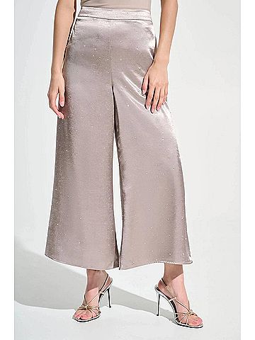 Joseph Ribkoff Embellished Satin Wide Leg Pants in Feather Grey (view 2)