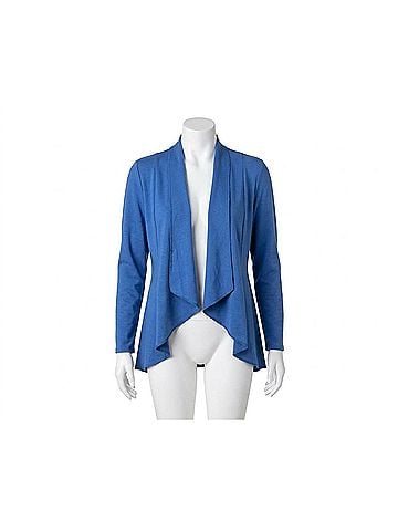 Habitat Women's French Terry Drape Front Jacket in Blue (view 1)