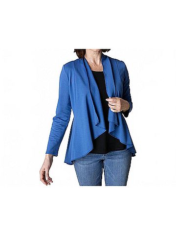Habitat Women's French Terry Drape Front Jacket in Blue (view 2)