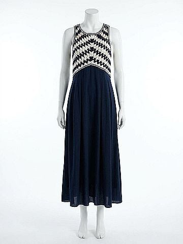 Skies Are Blue Women's Crochet Midi Dress in Black And Cream (view 1)