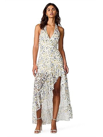 Steve Madden Aspen Shirred Waist Dress in White Ditsy (view 2)