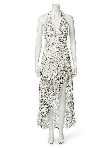 Steve Madden Aspen Shirred Waist Dress in White Ditsy (view 1)