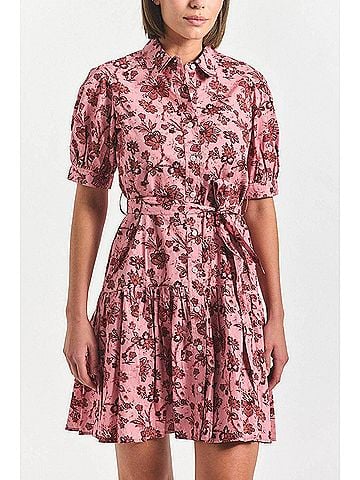Derek Lam 10 Crosby Floral Shirt Dress in Pink (view 2)
