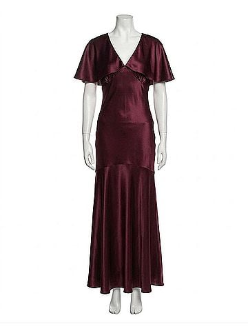 Astr Jamie Cape Sleeve Satin Maxi Dress in Wine (view 1)