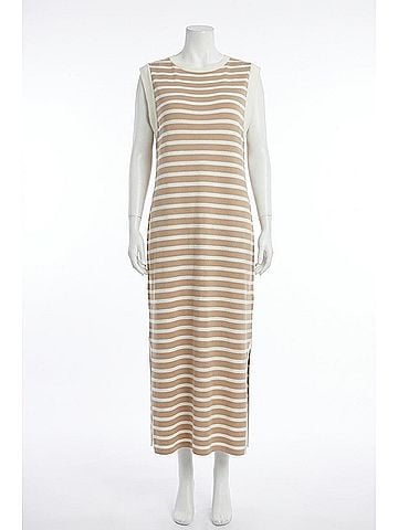 Entro Alice Striped Knit Maxi Dress in Taupe (view 1)