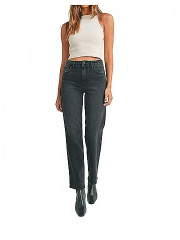 Just Black Women's Full Length Straight Jeans in Washed Black (view 2)