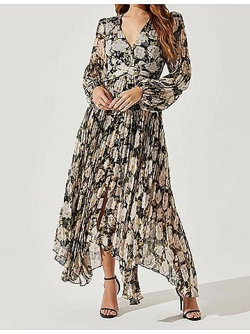 Astr Avana Floral Maxi Dress in Cream/Black (view 2)