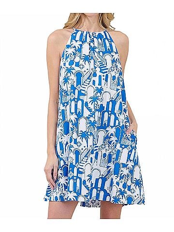 Sugarlips Haity Nala Shift Mini Dress in Blue Multi (view 2)