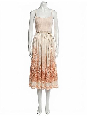 Zimmermann Wanderlust Corset Midi Dress in Coral Toile (view 1)