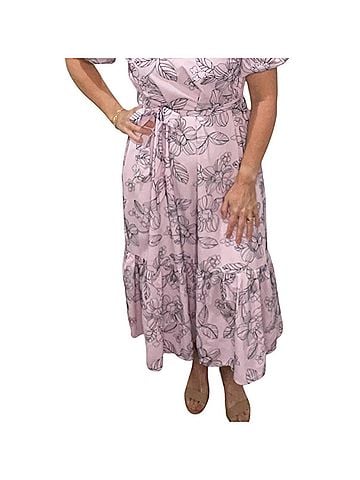 Umgee Sky Garden Belted Midi Dress in Light Pink (view 2)