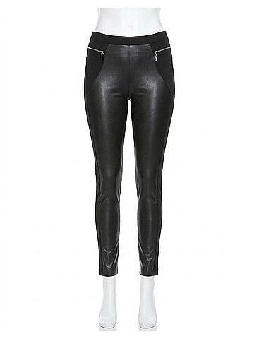 Joseph Ribkoff Faux Leather Front Skinny Trouser Pants in Black (view 1)