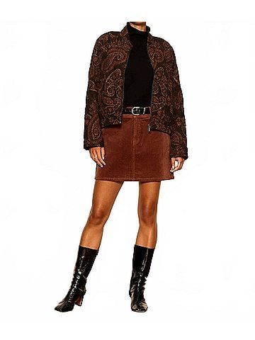Sanctuary Empress Quilted Bomber Jacket in Cocoa Paisley (view 2)