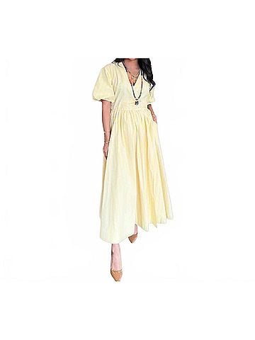 FRNCH The Amandine Mellow Midi Dress in Yellow (view 2)