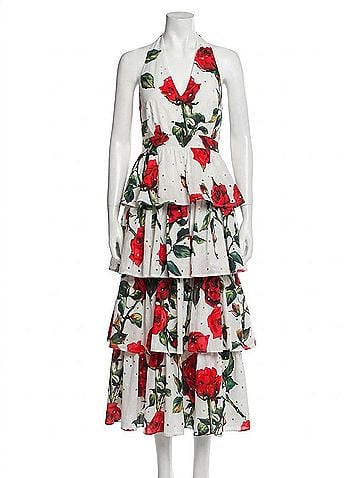 Entro Delta Rose Eyelet Tiered Midi Dress in White (view 1)
